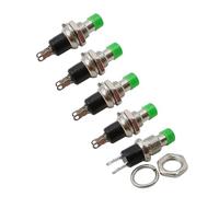 5Pcs PBS-110 Push Button Switch 2 Pin Normally Open ON-OFF 250V/1A 125V/3A Round Momentary Self Reset Switchs NWPNLXEA(Green 5Pcs)
