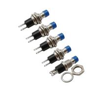 5Pcs PBS-110 Push Button Switch 2 Pin Normally Open ON-OFF 250V/1A 125V/3A Round Momentary Self Reset Switchs NWPNLXEA(Blue 5Pcs)