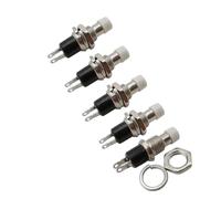 5Pcs PBS-110 Push Button Switch 2 Pin Normally Open ON-OFF 250V/1A 125V/3A Round Momentary Self Reset Switchs NWPNLXEA(White 5Pcs)