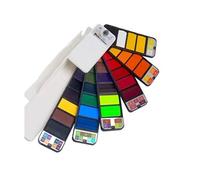 5PCS Peinture Aquarelle, Voyage Solide Aquarelle Peinture Pliable 33 Couleurs avec 1 pièces brosses,kit de Dessin sur Le Terrain,Palette Aquarelle Portable pour Enfants, Adultes et débutants G