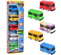 5pcs Petite Autobus Jouets Bus Car Toy Voitures Jouets à Inertie Mini Modèle de Bus de Ville Animés Miniature Enseignement Précoce Intelligence Toy Set Cadeau pour Enfants Garçons Filles Anniversaire