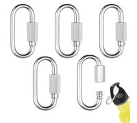 5pcs Petits Mousquetons en Acier Inoxydable avec Vis, Mini Mousqueton Forme D pour Camping, Randonnée, Hamac, Maillon Rapide et Connecteur de Chaîne, Argent