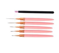 5pcs Pinceaux à Ongles, Dont 1 à Quartz Outil de Dessin pour Ongles Tailles 4/8/12/20/25 mm (Rose)