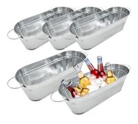 5pcs Planter Galvanisé en Métal avec Poignées pour Jardinière Extérieure - Pots de Plante Durable pour Fleurs et Herbes - 11.4x3.9x3.2