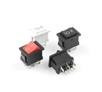 5PCS Power Switch Boat 6Pin 21X15mm DPDT Black White Push Button rocker Switch KCD2 ON-OFF-ON ON-ON 6A/250VAC 10A/125VAC NWPNLXEA(Red Black)