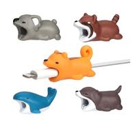 5pcs Protections de Câble Morsures d'Animaux, Mignons Économiseurs Cordon Charge Écureuil Loutre Panda Rouge Baleine Koala Housse Protection Câble Données pour Plupart des Téléphones Chargeurs