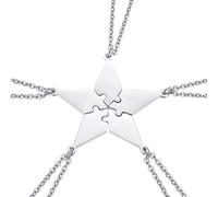 5Pcs Puzzle Collier Étoile à Cinq Branches Meilleur Ami Couples Collier Pièce de Puzzle Pendentif Collier Porte-Clés pour Femmes Hommes Amitié ()
