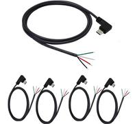 5Pcs Queue De Cochon Usb Type-C, Angle Droit De 90 Degrés 28Awg 5V 3A Pr Usb-C Vers Fil Nu À 4 Broches,Usb Type C Câble D'Alimentation Et De Données, Pr Usb C À Souder (100Cm)[X2948]