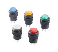 5Pcs R16 Power Switch Button R16-503 Blue Yellow White LED R16-503B R16-503A Latching Reset Button 2P 4P Self-lock No Lock Reset NWPNLXEA(Yellow LED4P NO Lock)