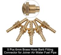 5pcs Raccord Tuyau 6mm en Laiton Raccord Cannelé Connecteur pour Carburant Eau Air Tube