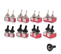 5pcs Red Mini Toggle Switch SPDT DPDT 2 3 Position ON-ON ON-OFF-ON with Waterproof Cap MTS-102 103 202 203 302 303 402 403(Waterproof Cap)