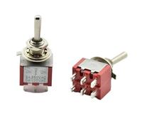 5Pcs Red Toggle Switch Mini MTS-202 ON/ON ON/OFF/ON DPDT Latching 2A 250VAC / 5A 120VAC 6 Pins With Solder Terminal waterproof(5pcs 6p ON OFF ON)