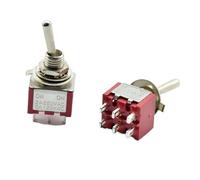 5Pcs Red Toggle Switch Mini MTS-202 ON/ON ON/OFF/ON DPDT Latching 2A 250VAC / 5A 120VAC 6 Pins With Solder Terminal waterproof(5pcs 6p ON ON)