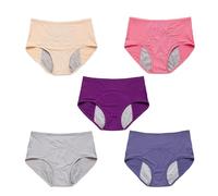 5Pcs Reusable Incontinence Underwear for Women, High Waisted Leak Resistant Briefs for Heavy Flow Full Coverage Protective (Five colors mixed -3,Medium)