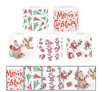 5Pcs Rouleaux de Papier Toilette de Noël, Merry Christmas Papier Hygiénique à Motif pour Décoration et Décor Festif
