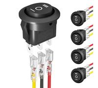5PCS Round KCD1 Rocker Switch 12V 3 Pin 3 Position ON Off ON 10A/125V DC SPDT Circle Toggle Switch with Wires for Auto Car Boat
