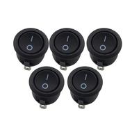 5Pcs Round Rocker Power Switch 6A 250V AC 2 Pin 2 Position ON/Off Power Switch SPST Black Button