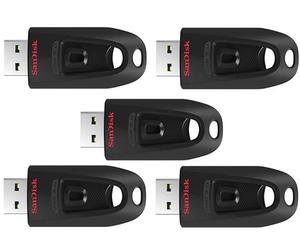 5PCS SanDisk 64 Go Ultra Clé USB 3.0 , jusqu'à 130 Mo/s Noir - (paquet de cinq )
