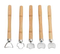 5Pcs Sculpture Scraper,Pottery Handle Carving Tool Adjustable Depth Wooden Handle Stainless Steel Cutter Depth Adjustable Pottery Making Tool for Ceramic Clay Making