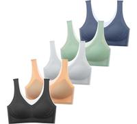 5PCS Seamless Ice Silk Bra Yooje Posture Correcting Bra Anti-Sagging Bras Super Gather Push-Up-Bras (5 Pcs,4XL(80-90kg))