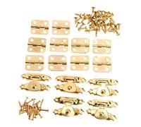 5Pcs Serrure de verrouillage Loquet de Cabinet en acier inoxydable Hasps décoratif avec 10Pcs Charnières de porte verrou pour cabinet boîte à bijoux-Or