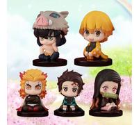 5pcs/set Anime Demon Slayer Kimetsu No Yaiba figure Q Posket Kamado Tanjirou Kamado Nezuko Agatsuma figurine pvc model toy 4cm