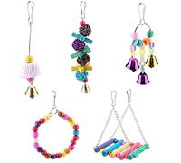 5pcs Set coloré Perroquet en Bois Jouets en Bois Swing Suspendu Escalade à mâcher Ensemble pour Perroquets Jouant se balançant