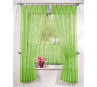 5pcs Set de rideaux Uni transparent en vert