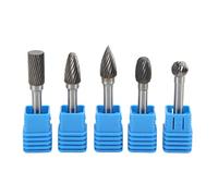 5pcs Set Rotary Burrs Set Tungsten Carbure Bits High Precision Polissing Gringing Granding Pèche pour la sculpture en bois en métal Fabriquant 6x10 mm (Adefg)