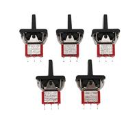 5Pcs SH T80-R Series R8016A-P14 3Pin Momentary MOM-OFF-MOM Self-Return SPDT Mini Rocker and Paddle Switch(5Pcs Black)