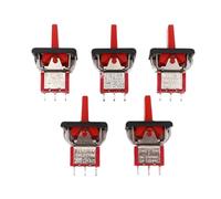 5Pcs SH T80-R Series R8016A-P14 3Pin Momentary MOM-OFF-MOM Self-Return SPDT Mini Rocker and Paddle Switch(5Pcs Red)