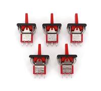 5Pcs SH T80-R Series R8016A-P14 3Pin Momentary MOM-OFF-MOM Self-Return SPDT Rocker and Paddle Switch MQXFCZUX(5Pcs Red)