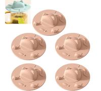 5PCS Silicone Tea Cup Cover, Cat Tea Bag Holder for Mug, 4 inch Silicone Teas Bag Holder & Squeezer, Dishwasher Safe for Coffee Milk Teas (Pink)