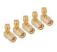 5Pcs SMA Male to Female Right Angle 90 Degree RF Adapter Connector for WiFi Antenna Coaxial Cable SMA Coupling Nut Compatible with RF Test Equipment and Wireless Communication Systems