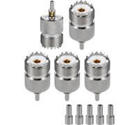 5PCS SO-239 UHF Femelle Connecteurs 50 Ohm SO239 Jack Femelle à Sertir Adaptateur de Connecteur Coaxial RF pour RG174 RG316 Câble Coaxial à Faible Perte Compatible avec Radio Amateur