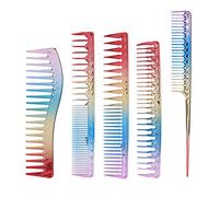 5pcs Space Space Aluminium Hairdressing Peigl Set | Gradient coloré et finition mate | Outil de style salon pour la tête huileuse/coupe de cheveux de coin | Grip sécurisé,