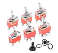5pcs SPST DPDT 250V 15A Toggle Switch 2 3 Position Latching on-off on-on on-off-on E-TEN1322 1021 1122 1221 1321 Cap Waterproof(1221S ON OFF)