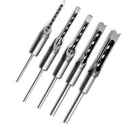 5pcs Square Hole Drill Bit Woodworking Hole Saw Mortising Chisel Steel Drill Bits Set 1/4 inch, 5/16 inch, 3/8 inch, 1/2 inch, 5/8 inch for Wood