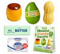 5PCS Squishy Crunchy, Squishy Craquant Balle Anti-Stress Squishy | Butter Cacahuete Mangue Savon Pudding Asmr Crunchy Squichy Squishies à Retour Lent pour Gérer L'anxiété Lors