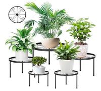 5pcs Supports de Fleurs en Métal, Support de Plantes étagèRe de Jardin en Métal, Support de Pots de Fleurs Noir, Tabouret de Fleurs Jardin,Antirouille fer Présentoir Rack Pour Maison&Jardin Décoration
