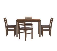 5pcs Table à Manger élégante Ensemble 4 chaises rembourrées avec Design arrière pour la Salle à Manger Coussin Marron et Noir (Antique Oak)