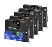 5pcs Tape en étiquette stratifiée compatible avec Tze 324 334 344 354 Compatible avec les imprimantes d'étiquette sur noir