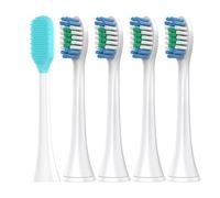 5PCS Têtes De Rechange, Compatible Avec Philips, 4100/9300 | 4 têtes brosse + tête visage ou langue, 1100,2100,4300,5100,5300,6100,6500,7000,7300(Tongue Cleaning Set)