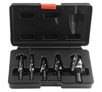 5Pcs Titanium-Coated HSS Drill Bits Set for Metal Four Spiral Flute Step Bits