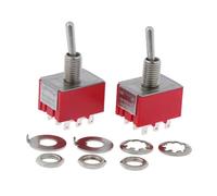 5Pcs Toggle SPDT Switch 9 PIN 3PDT ON-ON 2 Position 250V 2A 125V 5A Red MTS-302 red