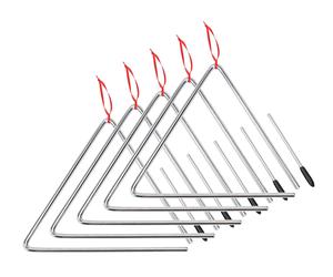 5pcs Triangle Musical à Percussion en Acier 25cm + Batteur Enfants Education Set