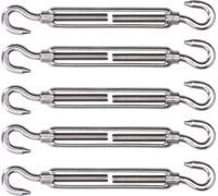 5Pcs Turnbuckle Hook and Hook Wire Rope Tension 304 Stainless Steel Shade Sail HardwareM6