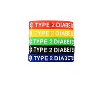 (5pcs Type 2 old diabetes) X2 Type one 1 2 Two Diabetes Warfarin Medical Alert Silicone Wristband Medical Alert Bracelet