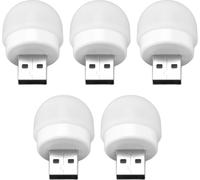 5pcs USB Night Lights Plug In Energy Saving Eye Protection Mini LED Bulb for Bedroom Bathroom Nursery Hallway White Light 5PCS