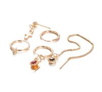 5Pcs Vacances Saison Mousseux Cadeau: 14K Or Anti-allergie Zircon Pendentif Boucle D'oreille Ensemble pour Dames avec Exquis Boucles D'oreilles En Couches